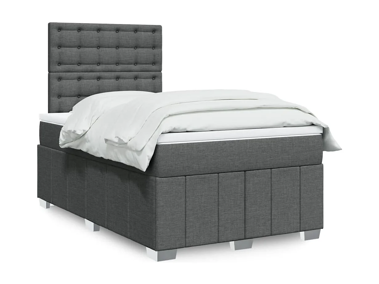 Cama box spring con colchón tela gris oscuro 120x200 cm