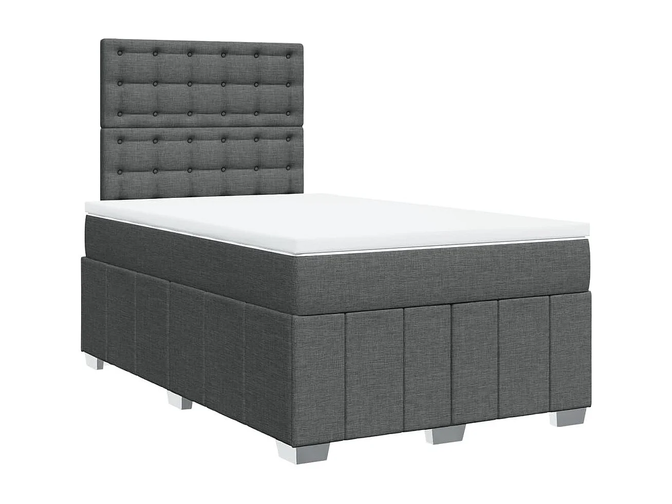 Cama box spring con colchón tela gris oscuro 120x200 cm