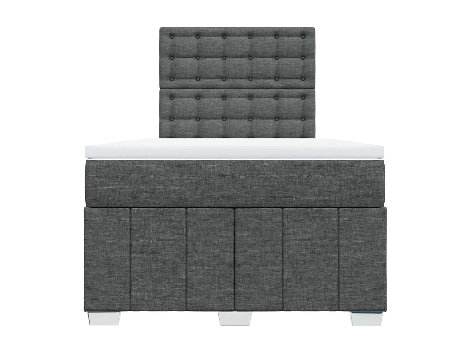 Cama box spring con colchón tela gris oscuro 120x200 cm