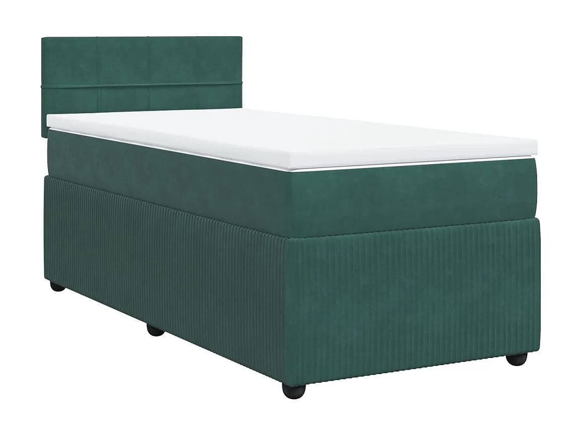 Sommier à lattes de lit avec matelas Vert foncé 90x190 cm