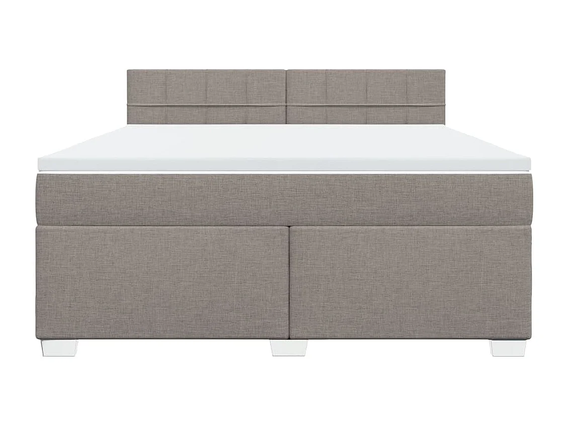 Cama box spring con colchón tela gris taupe 180x200 cm