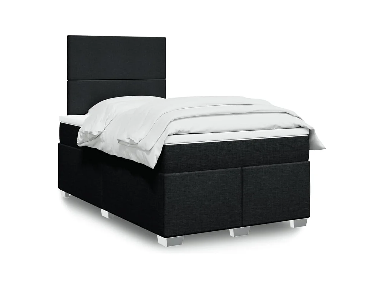 Sommier à lattes de lit avec matelas noir 120x190 cm tissu