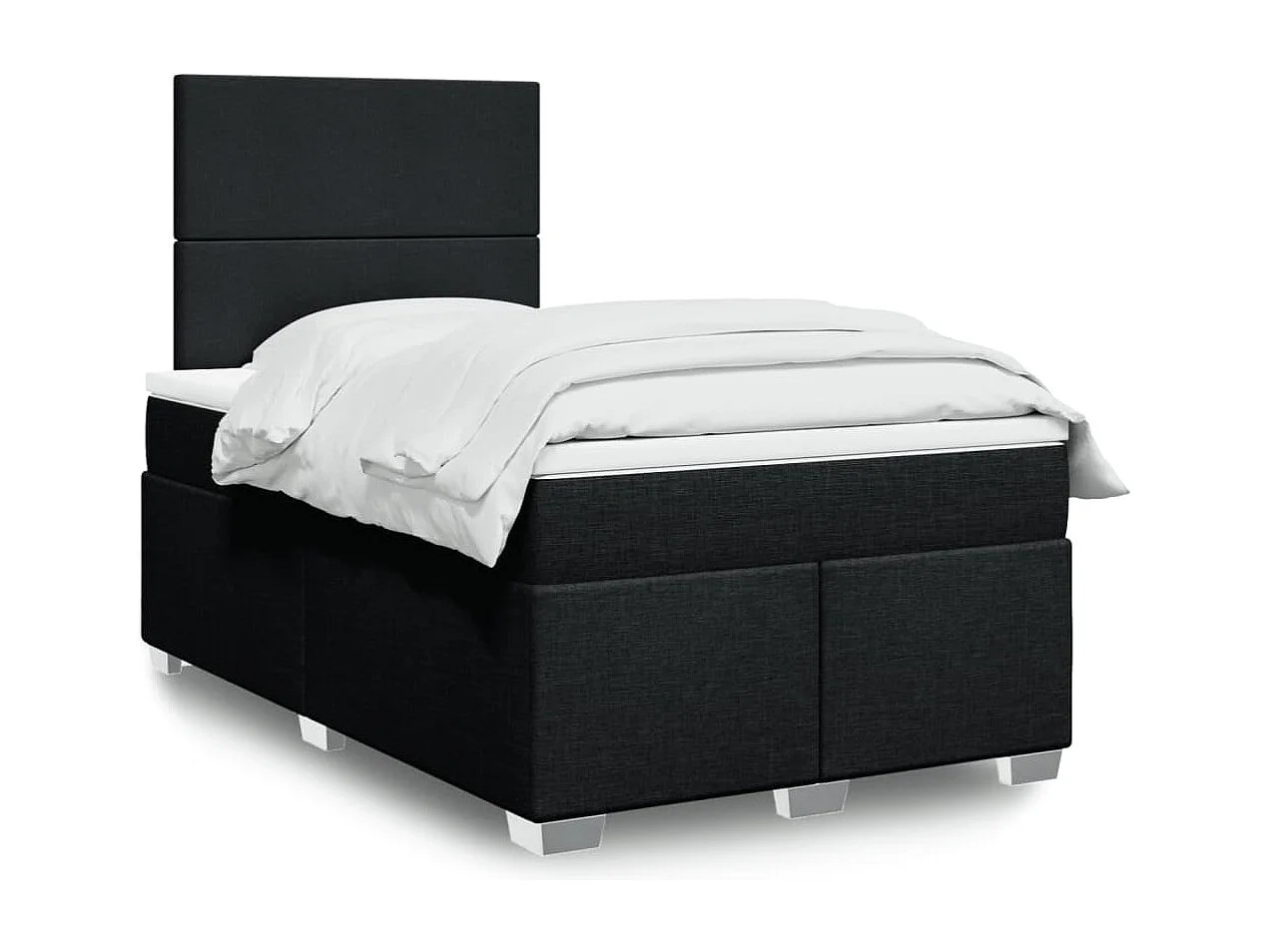 Cama box spring con colchón tela negro 120x190 cm