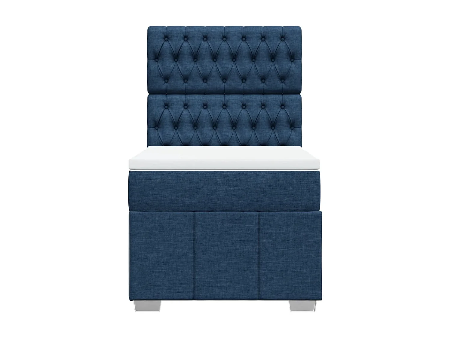 Cama box spring con colchón tela azul 90x200 cm