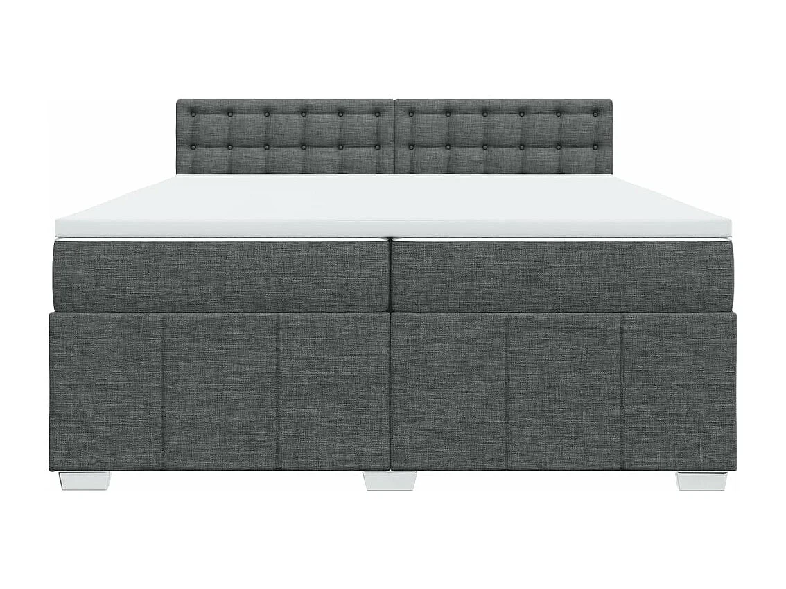 Cama box spring con colchón tela gris oscuro 200x200 cm