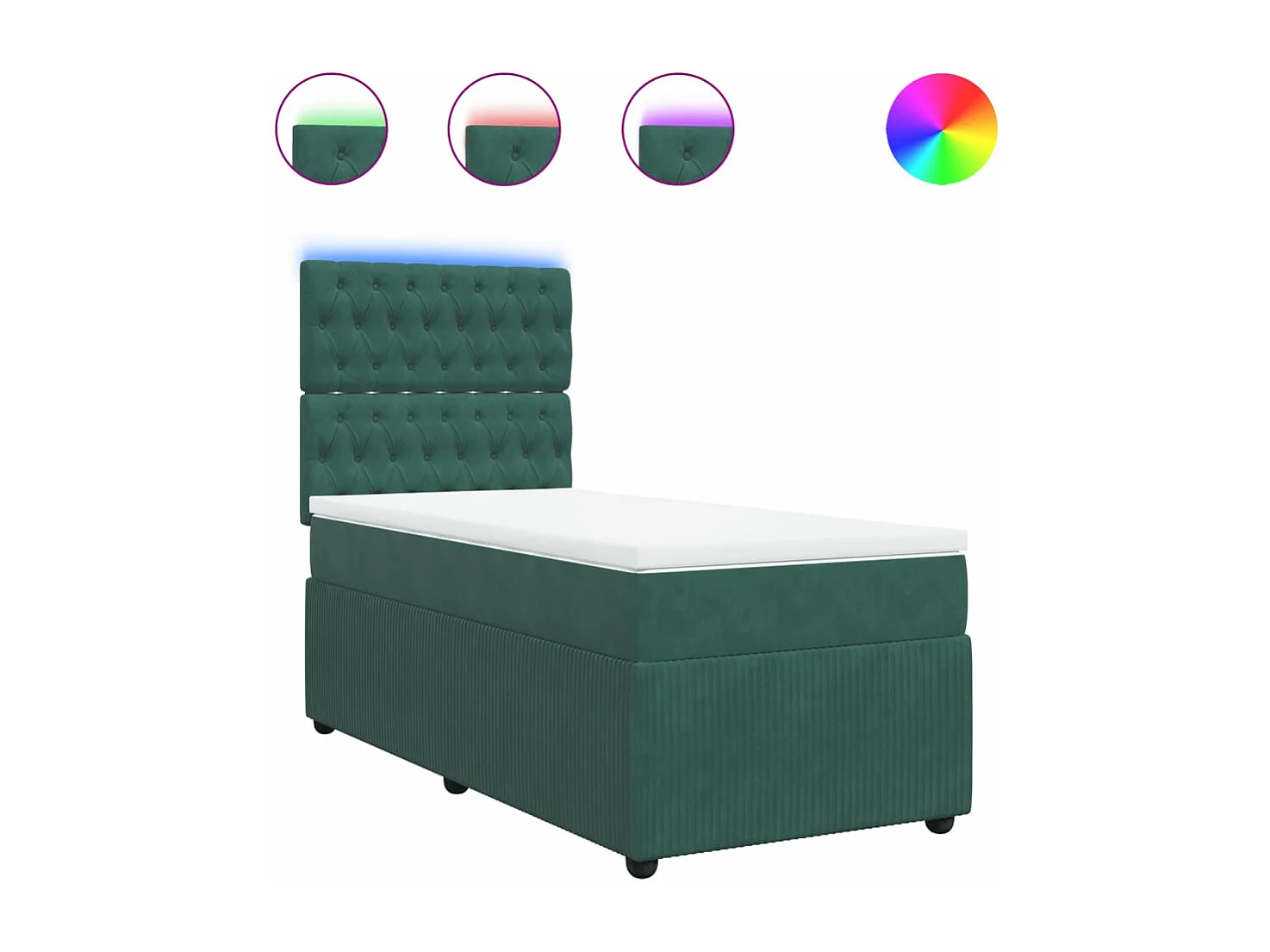 Cama box spring con colchón terciopelo verde oscuro 90x190 cm