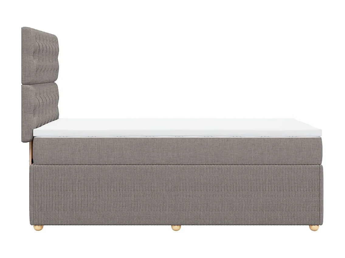 Cama box spring con colchón tela gris taupe 100x200 cm