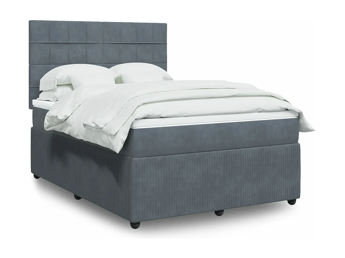 Boxspring met matras fluweel donkergrijs 140x200 cm