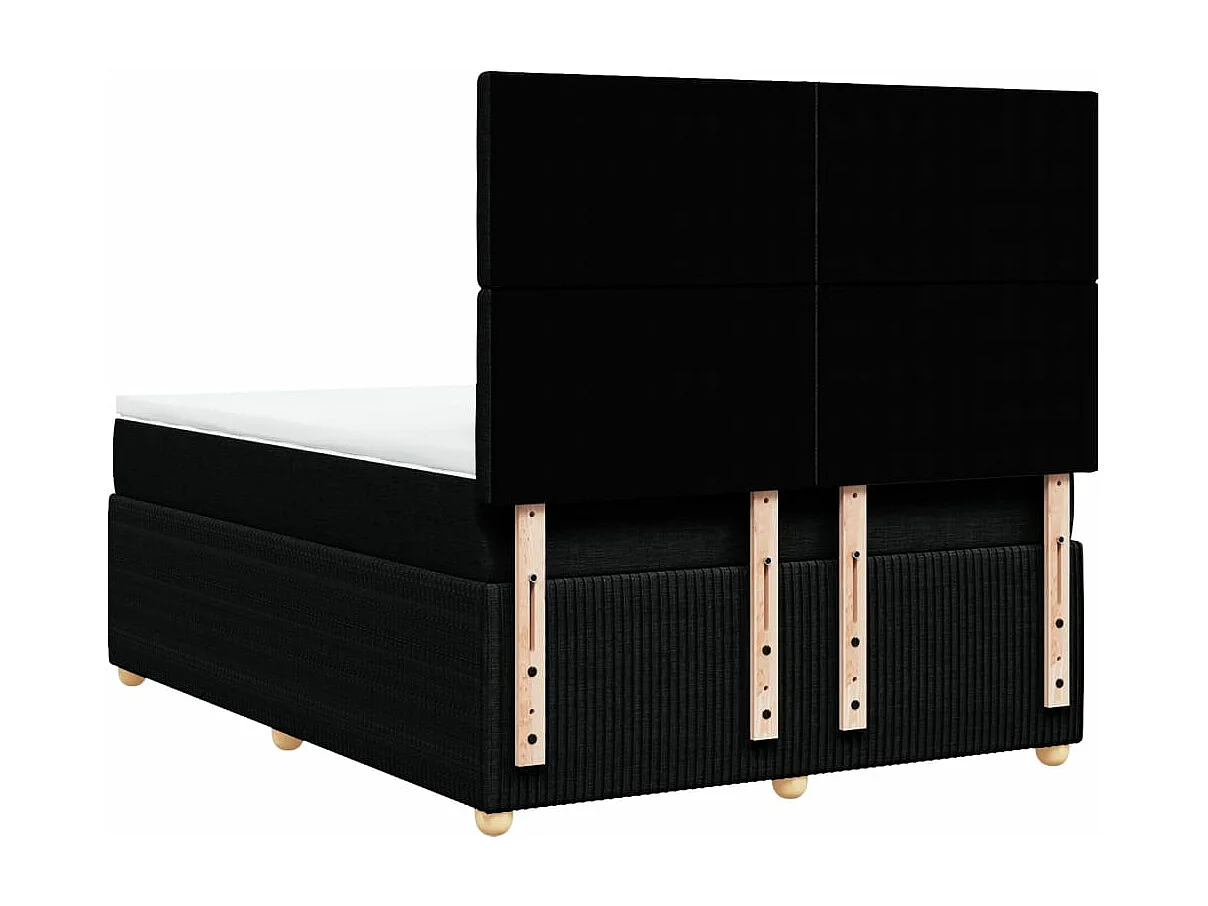 Sommier à lattes de lit avec matelas Noir 140x200 cm Tissu