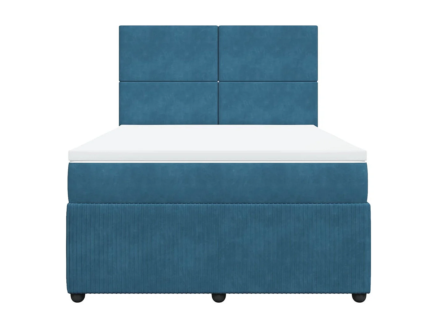 Cama box spring con colchón terciopelo azul 140x190 cm