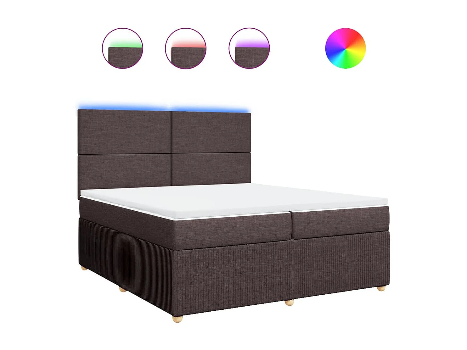 Cama box spring con colchón tela marrón oscuro 200x200 cm