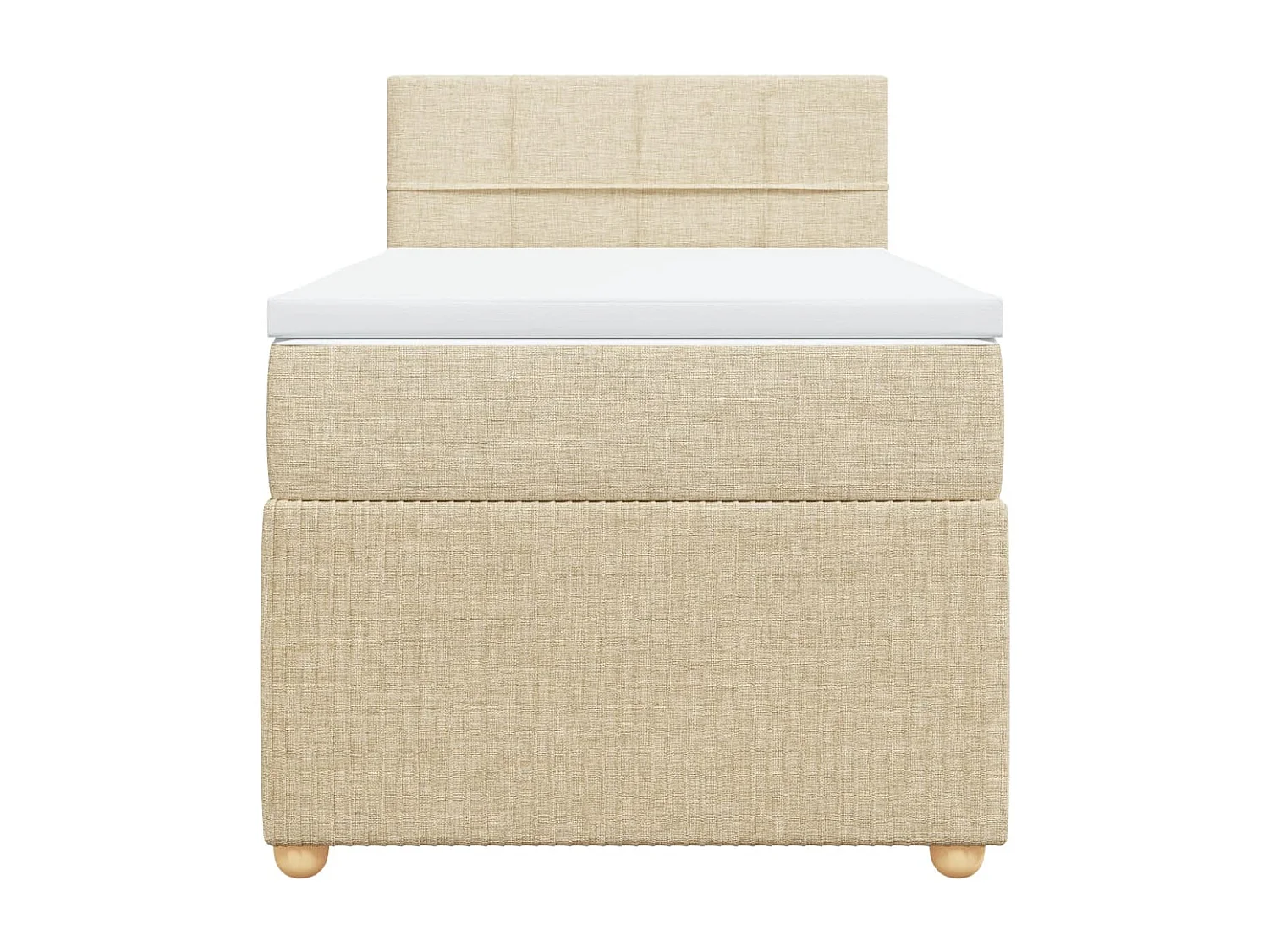 Cama box spring con colchón tela color crema 90x200 cm