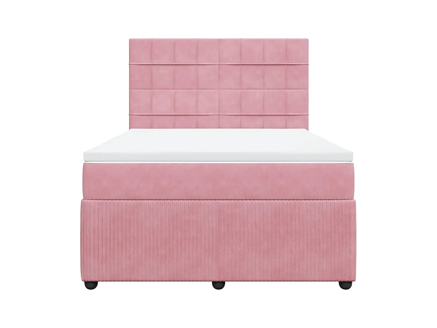 Cama box spring con colchón terciopelo rosa 160x200 cm