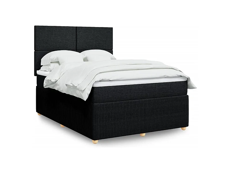 Sommier à lattes de lit avec matelas Noir 140x190 cm Tissu
