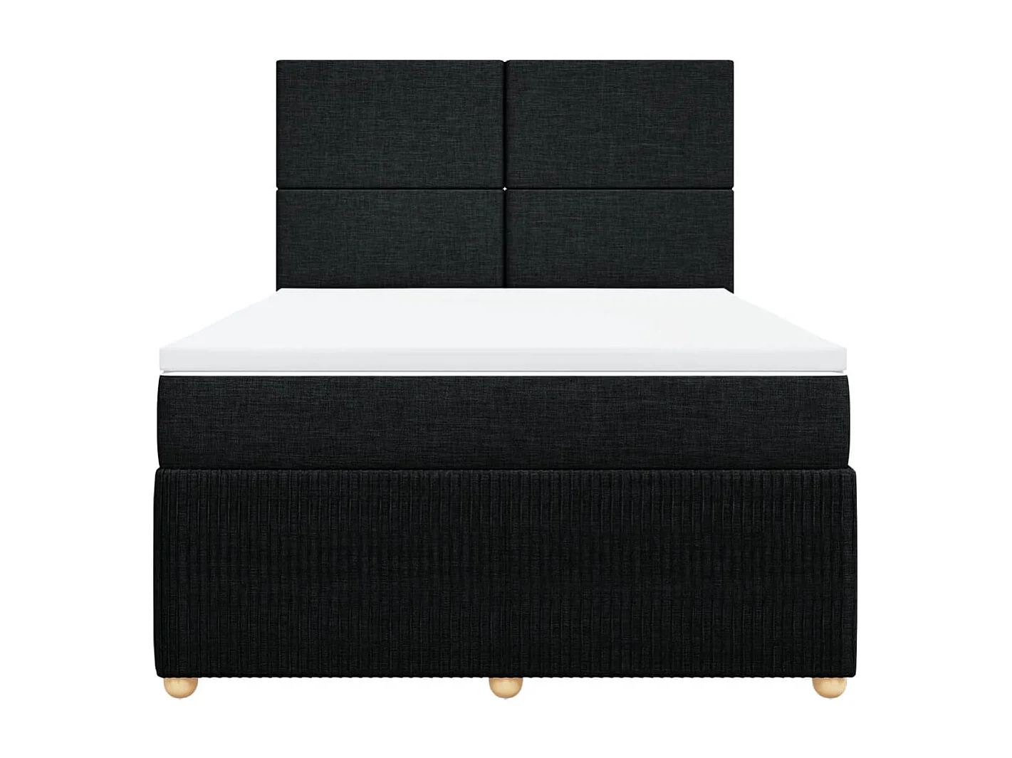Cama box spring con colchón tela negro 140x190 cm