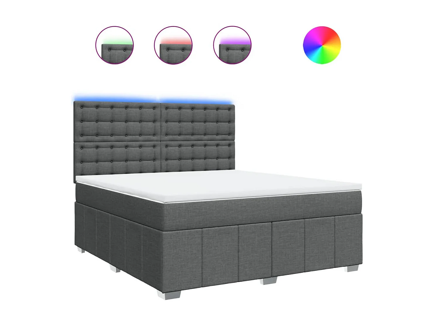 Sommier à lattes de lit avec matelas Gris foncé 180x200cm Tissu