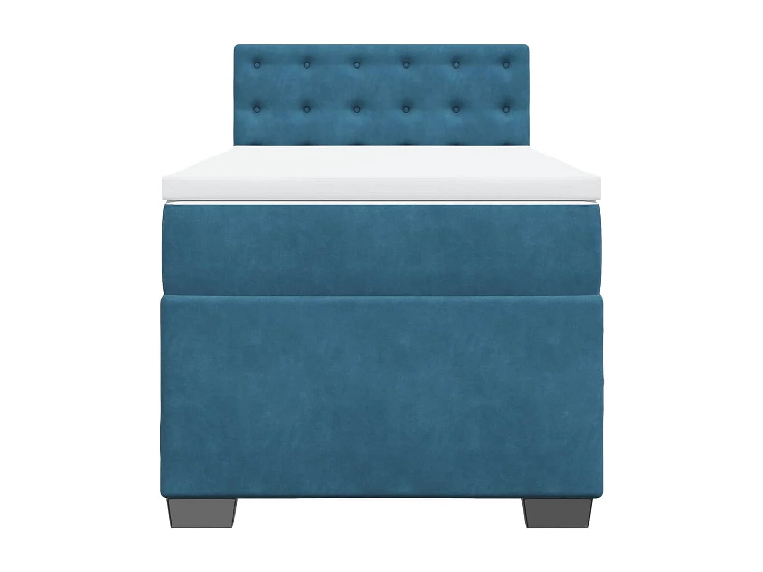 Cama box spring con colchón terciopelo azul oscuro 90x200 cm