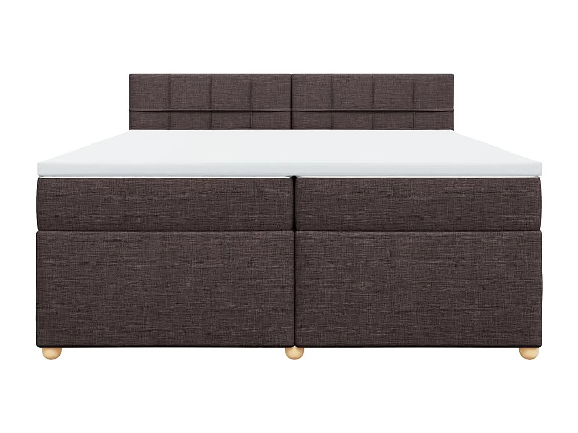 Cama box spring con colchón tela marrón oscuro 200x200 cm