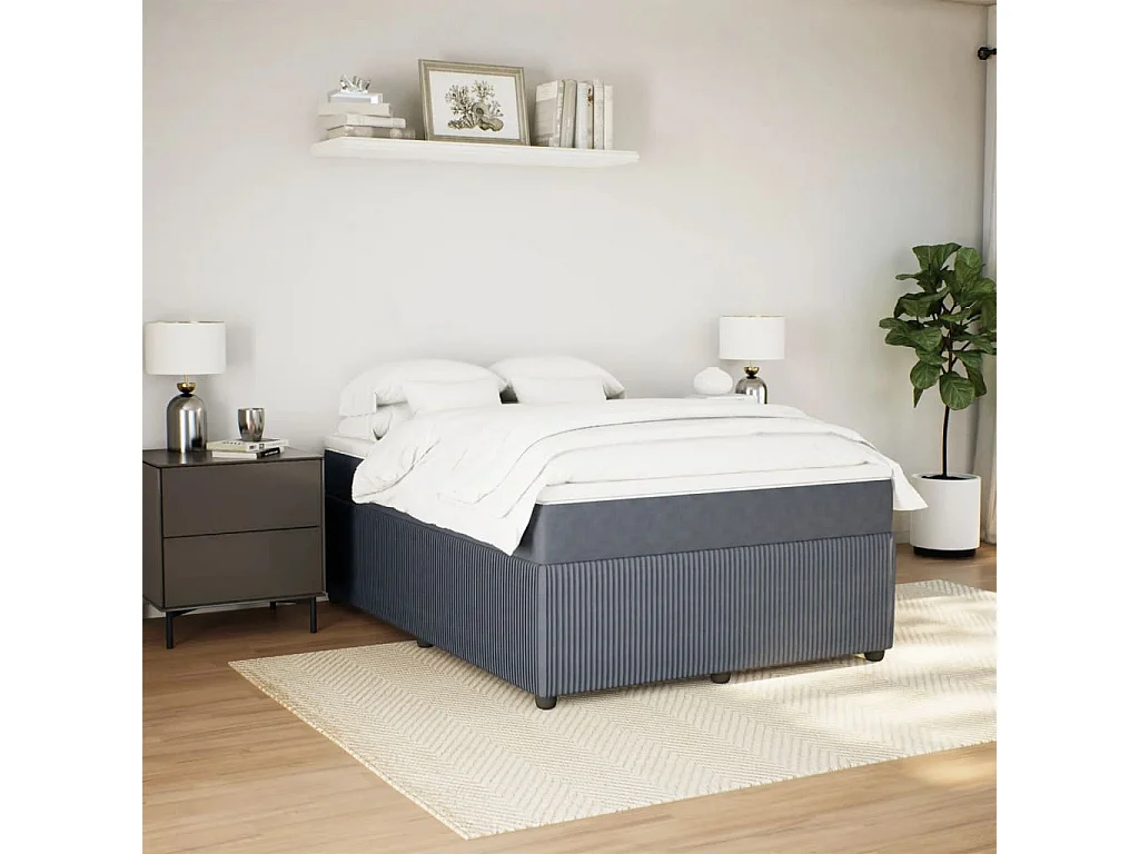 Sommier à lattes de lit et matelas Gris foncé 140x200cm Velours