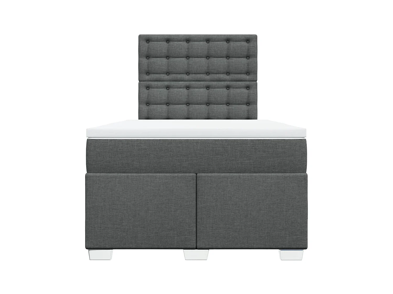 Cama box spring con colchón tela gris oscuro 120x190 cm