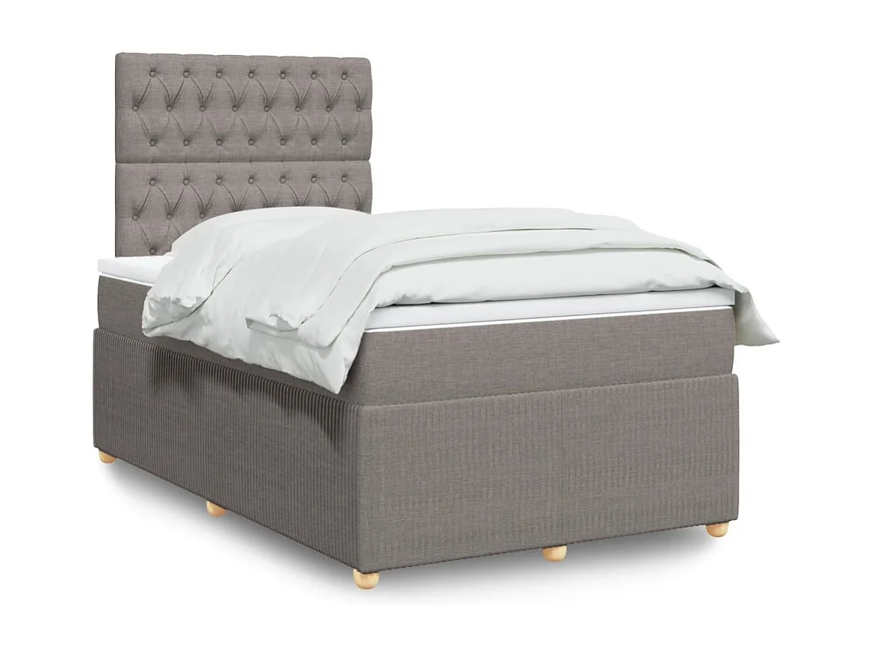 Sommier à lattes de lit avec matelas Taupe 120x200 cm Tissu