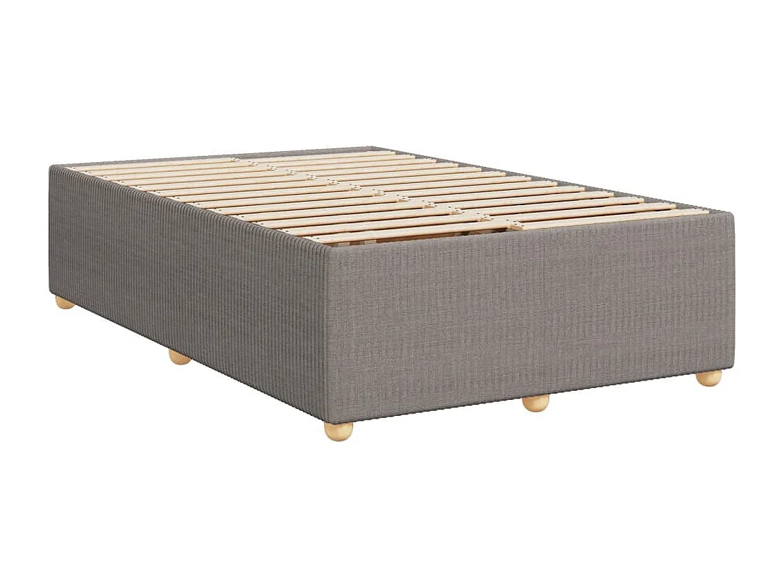 Cama box spring con colchón tela gris taupe 120x200 cm