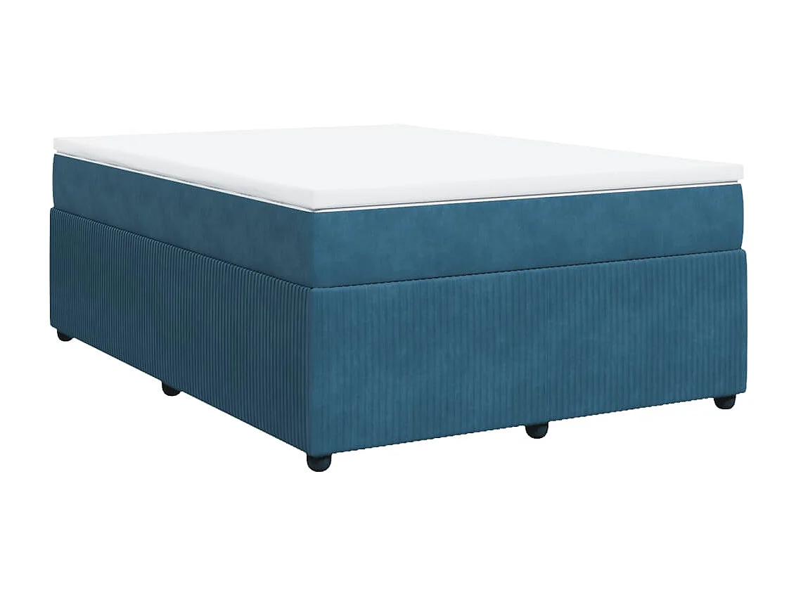 Cama box spring con colchón terciopelo azul oscuro 140x190 cm