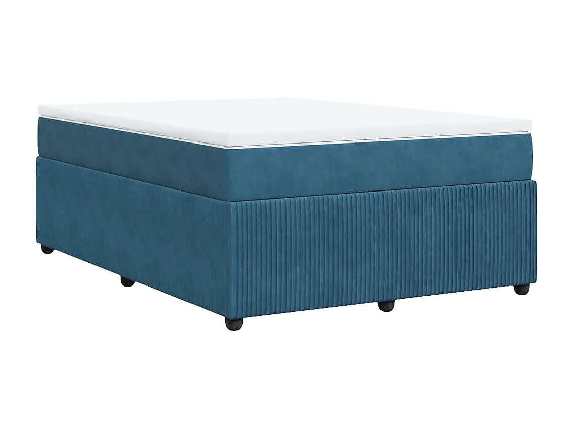 Boxspring met matras fluweel donkerblauw 140x190 cm