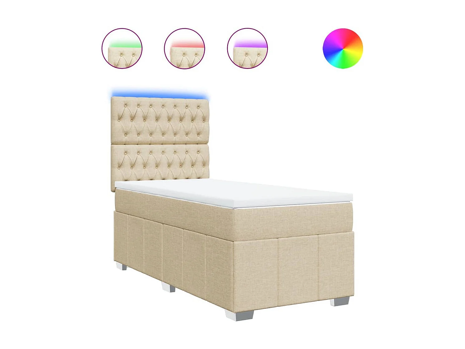 Sommier à lattes de lit avec matelas Crème 90x200 cm Tissu