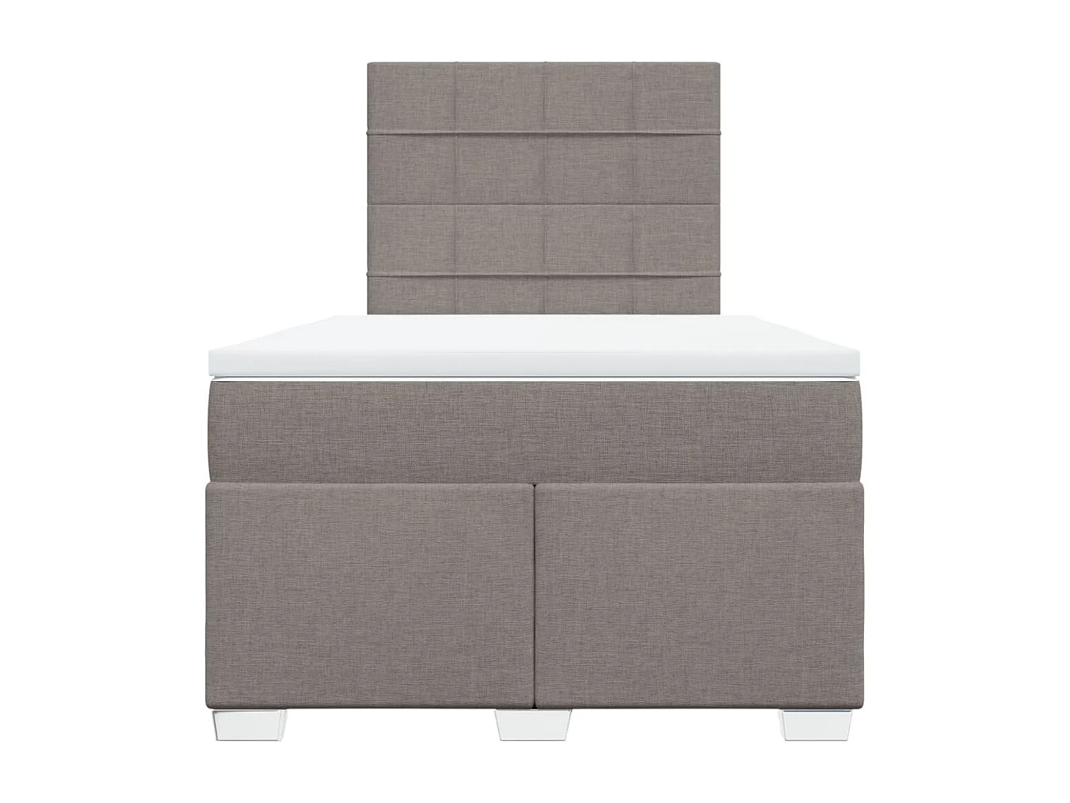 Cama box spring con colchón tela gris taupe 120x190 cm