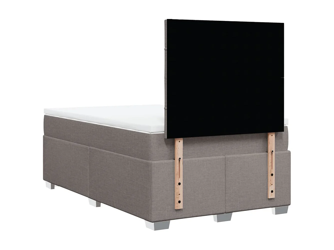 Cama box spring con colchón tela gris taupe 120x190 cm