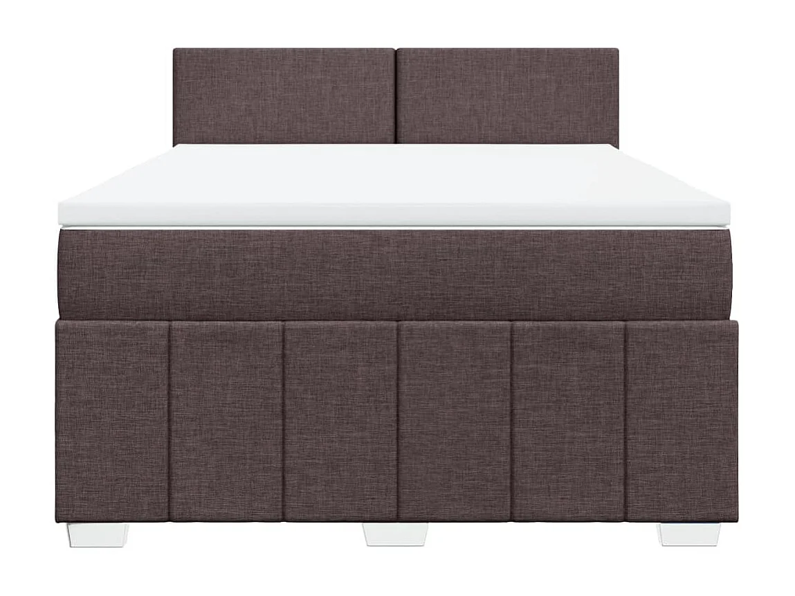 Cama box spring con colchón tela marrón oscuro 140x200 cm