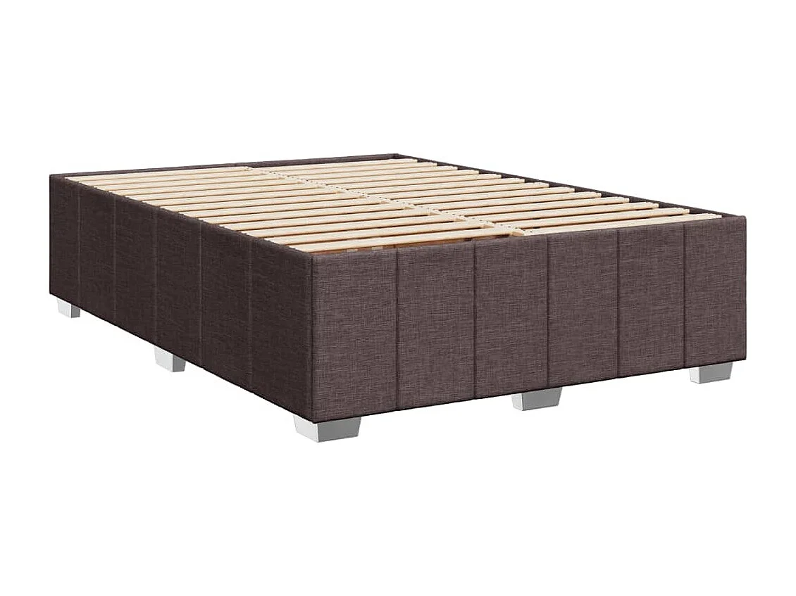 Cama box spring con colchón tela marrón oscuro 140x200 cm
