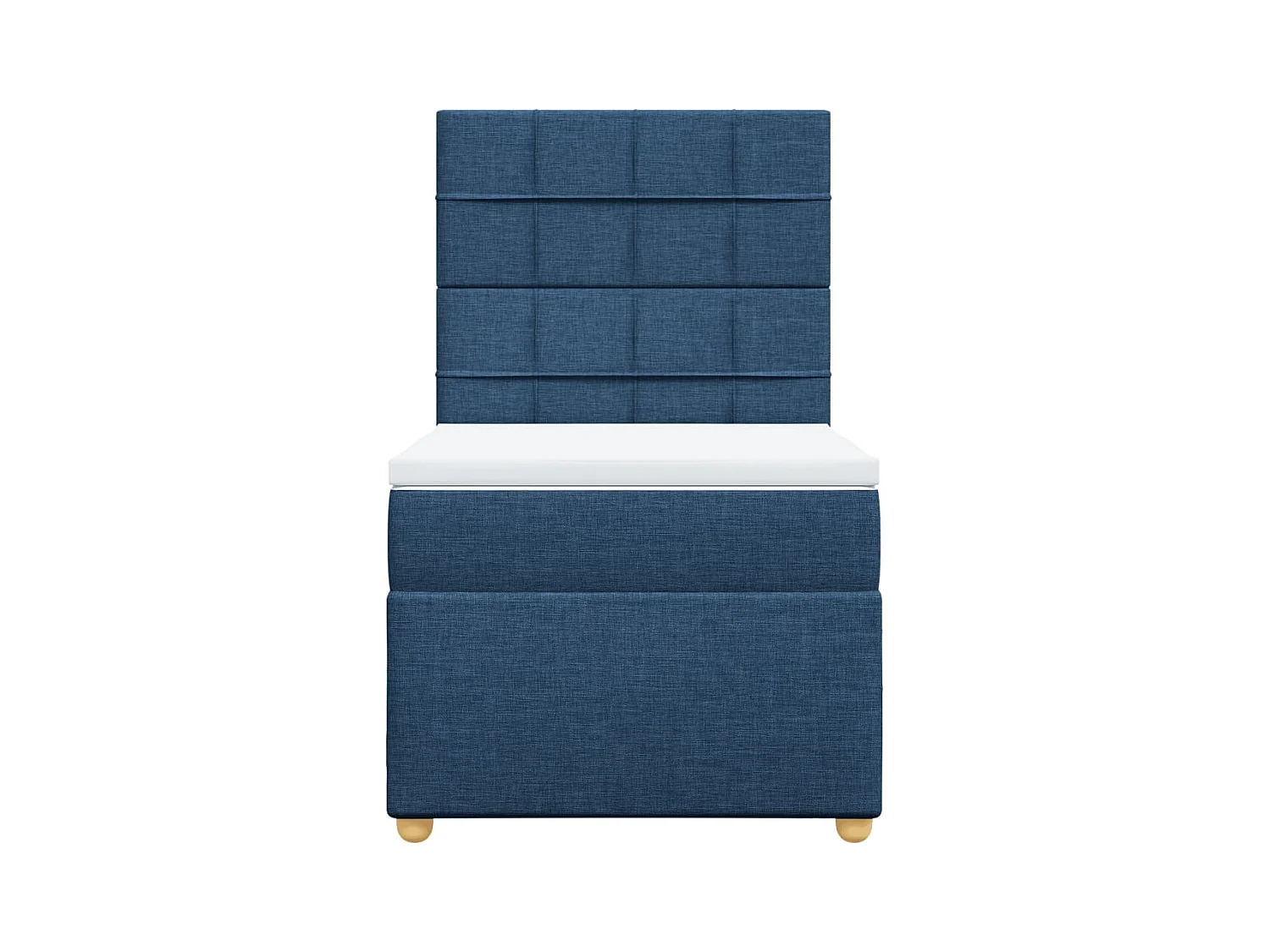 Cama box spring con colchón tela azul 90x200 cm