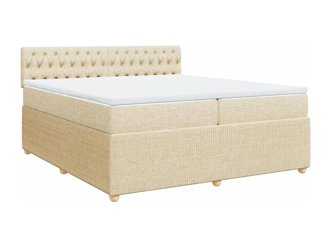 Sommier à lattes de lit avec matelas Crème 200x200 cm Tissu