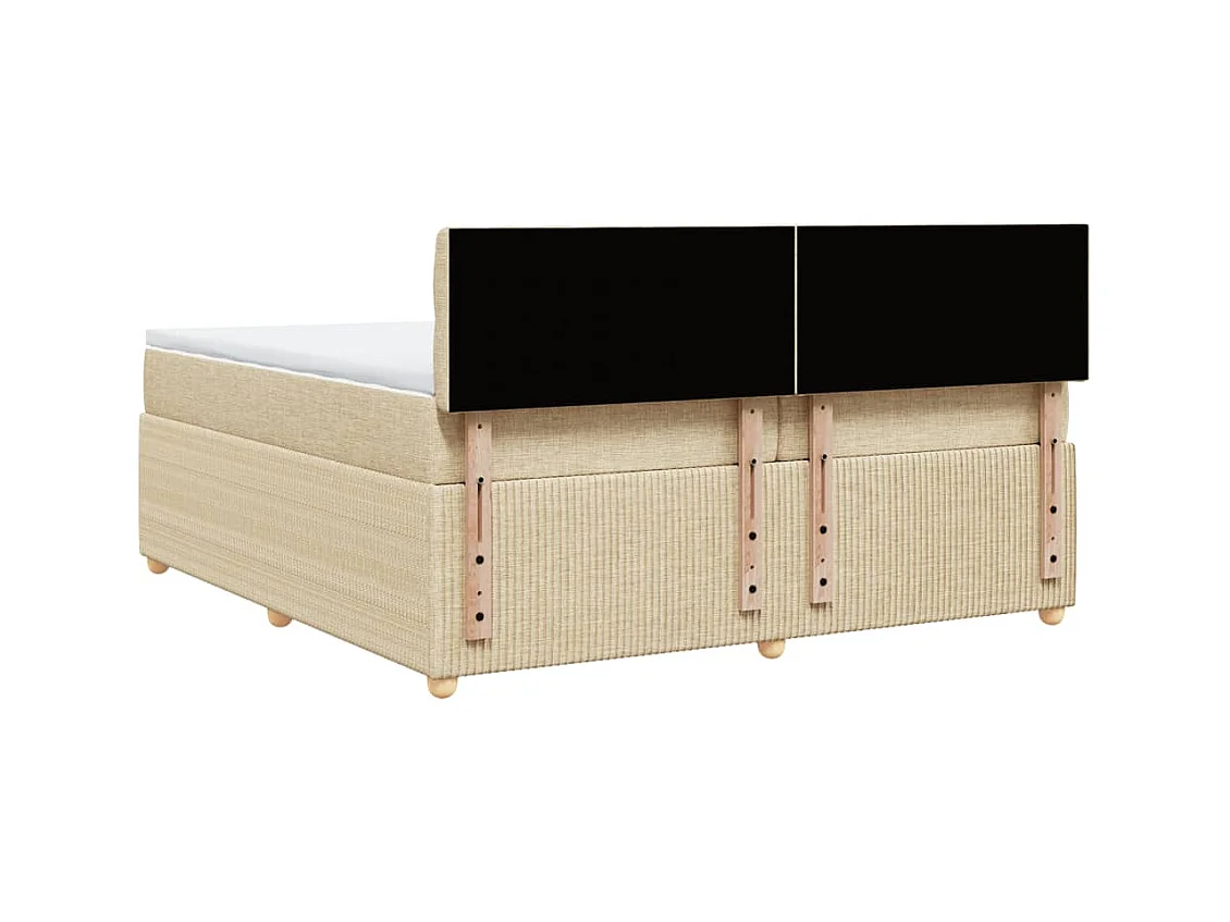 Cama box spring con colchón tela color crema 200x200 cm