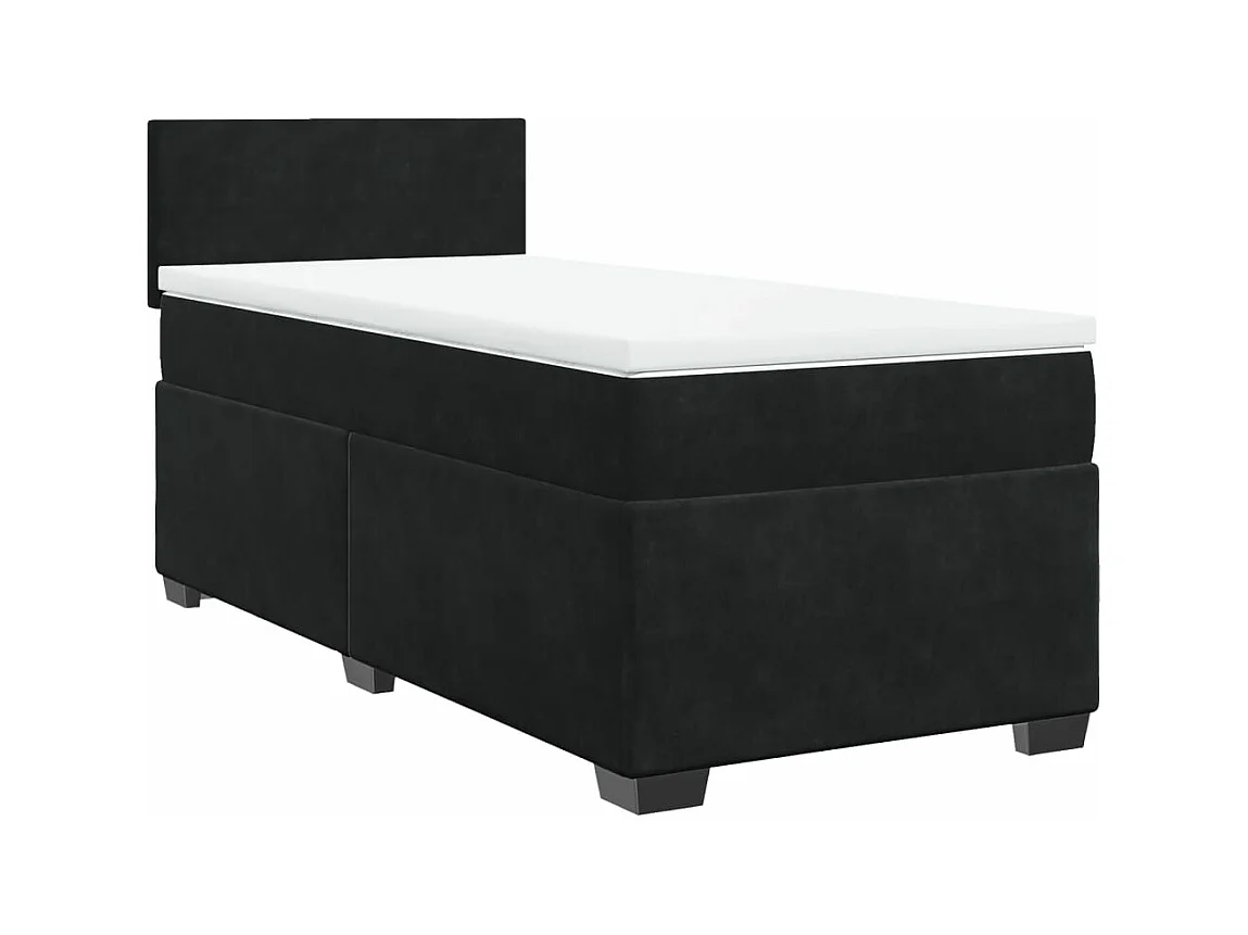 Cama com molas/colchão 90x200 cm veludo preto