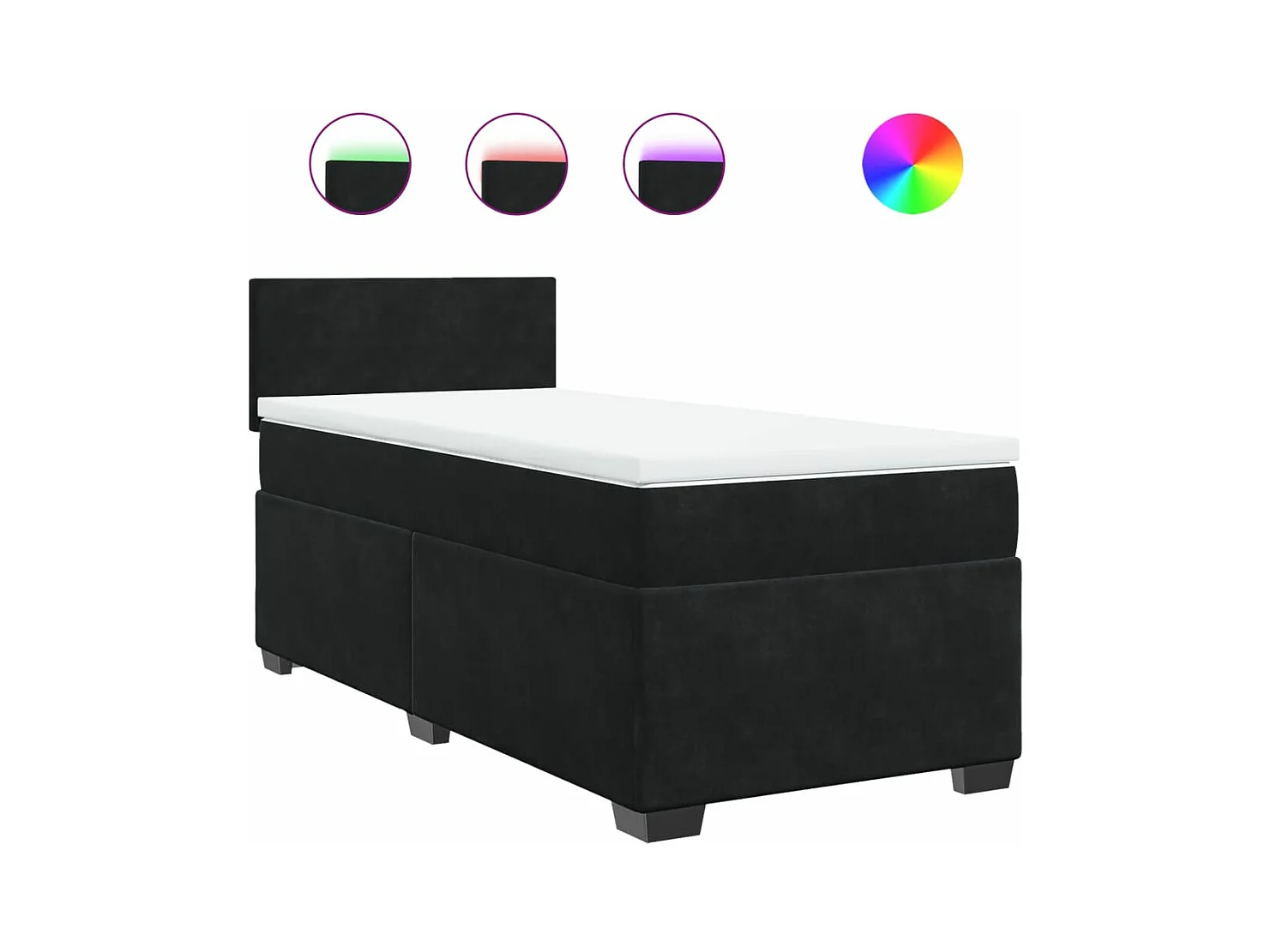 Cama com molas/colchão 90x200 cm veludo preto
