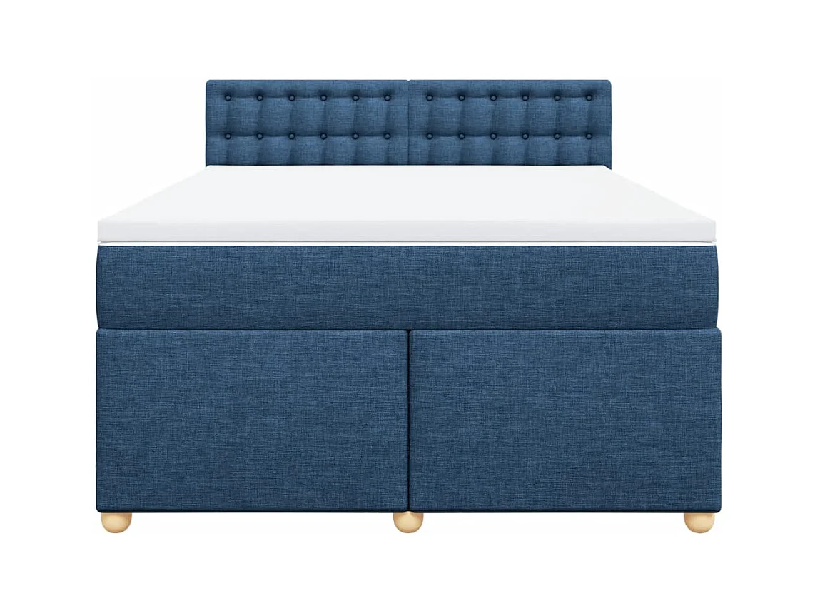 Sommier à lattes de lit avec matelas Bleu 160x200 cm Tissu