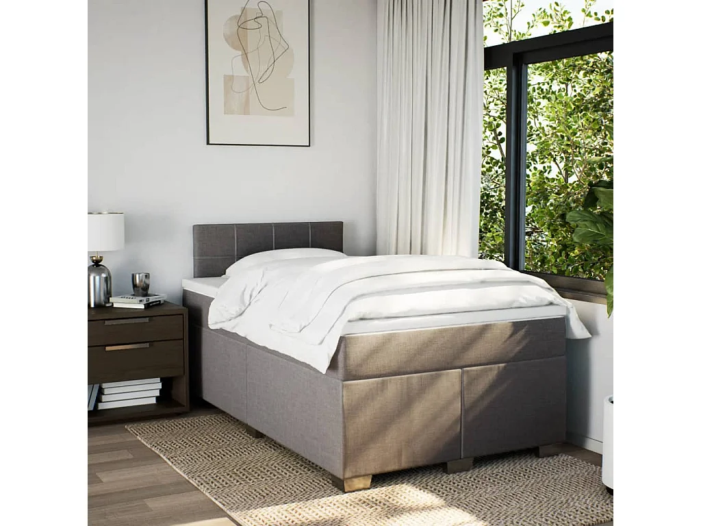Boxspring met matras stof taupe 120x190 cm