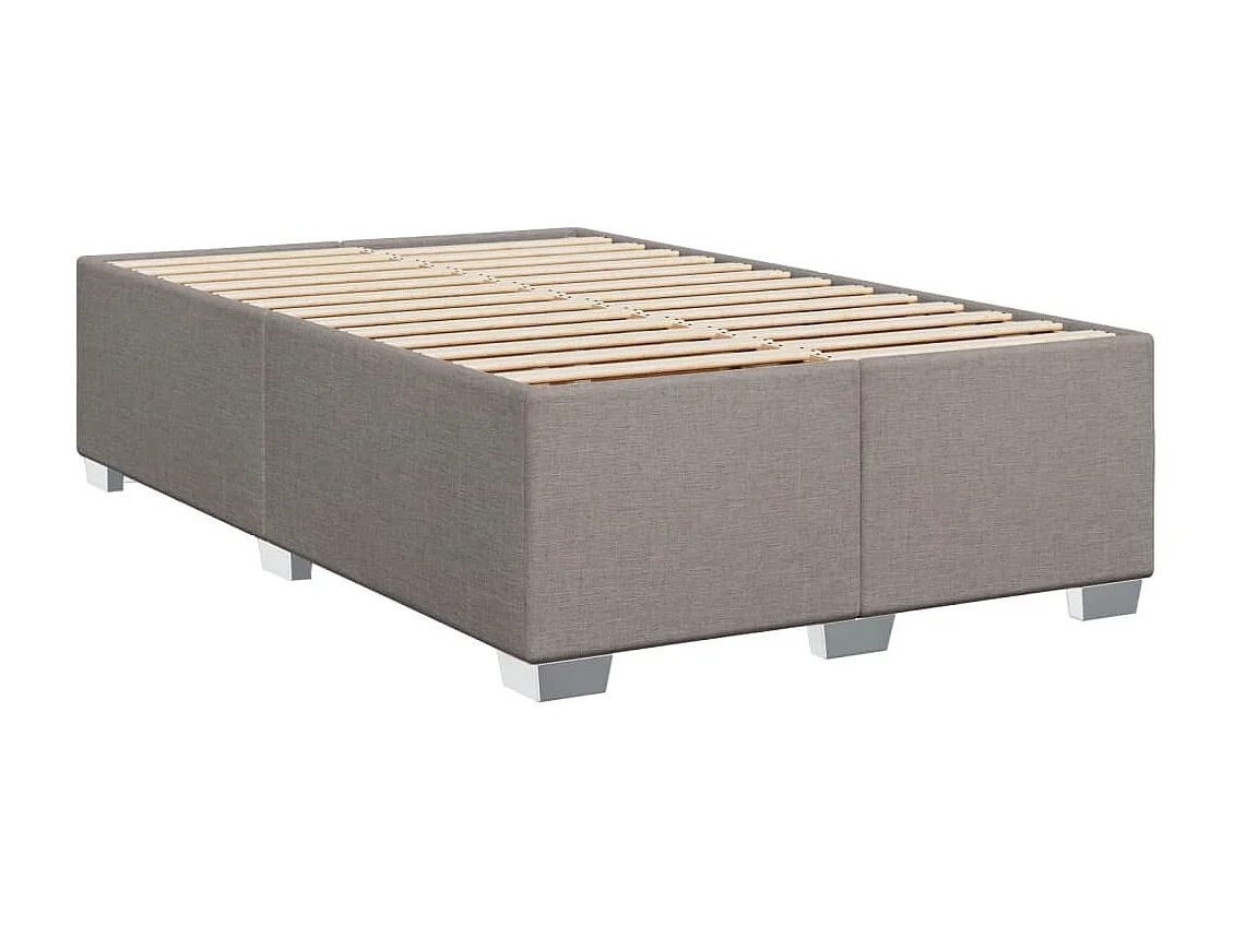 Cama box spring con colchón tela gris taupe 120x190 cm