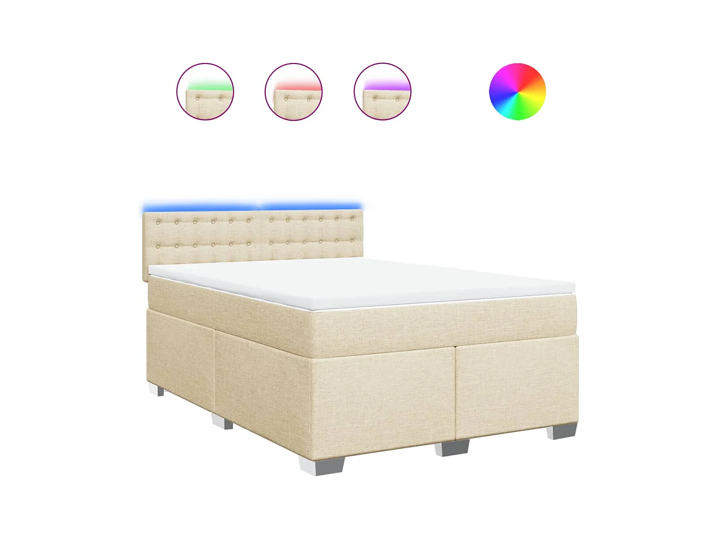 Sommier à lattes de lit avec matelas Crème 160x200 cm Tissu