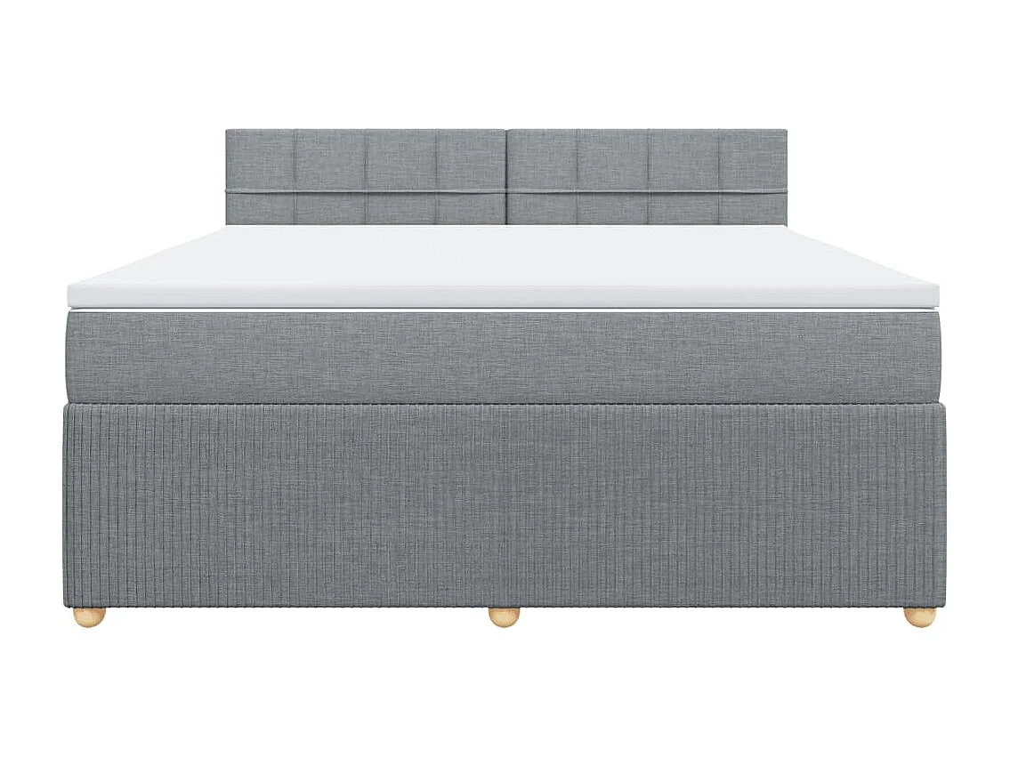 Cama box spring con colchón tela gris claro 180x200 cm