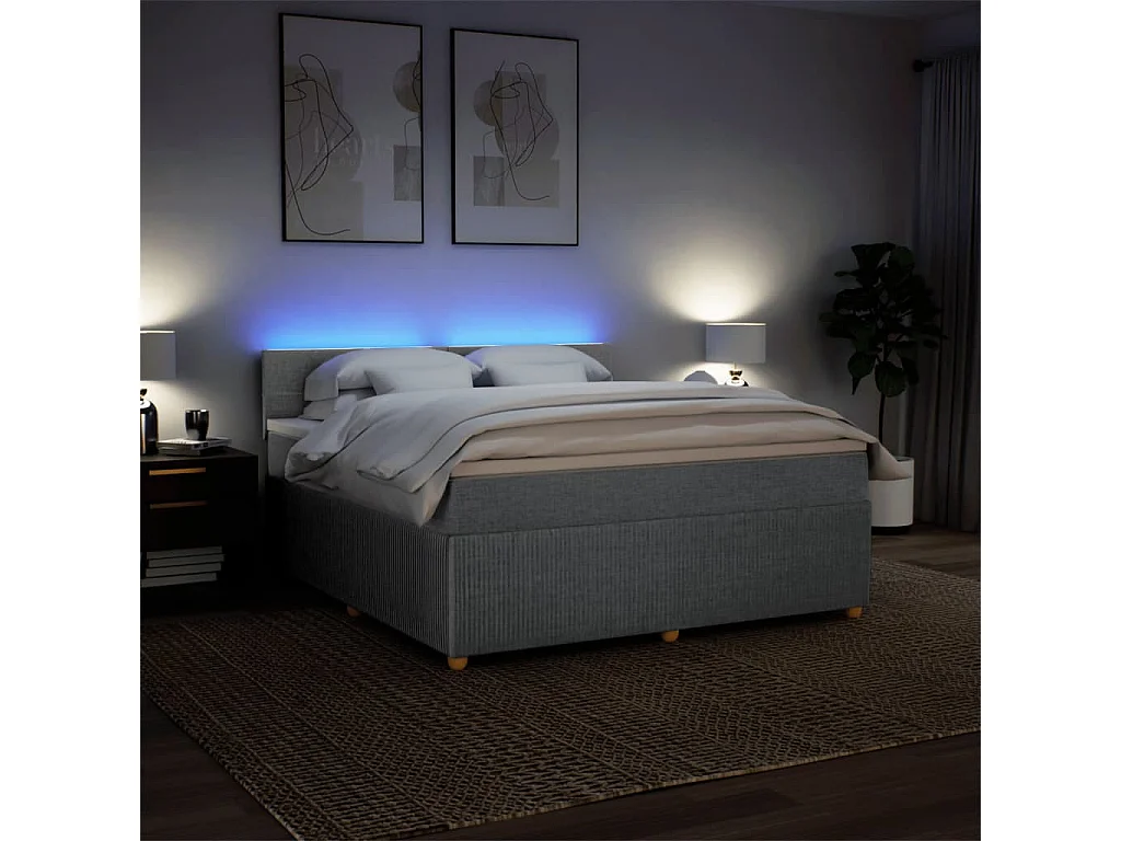 Sommier à lattes de lit avec matelas Gris clair 180x200cm Tissu