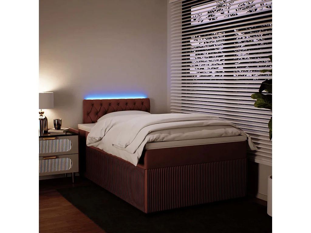 Sommier à lattes de lit avec matelas rose 120x190 cm velours