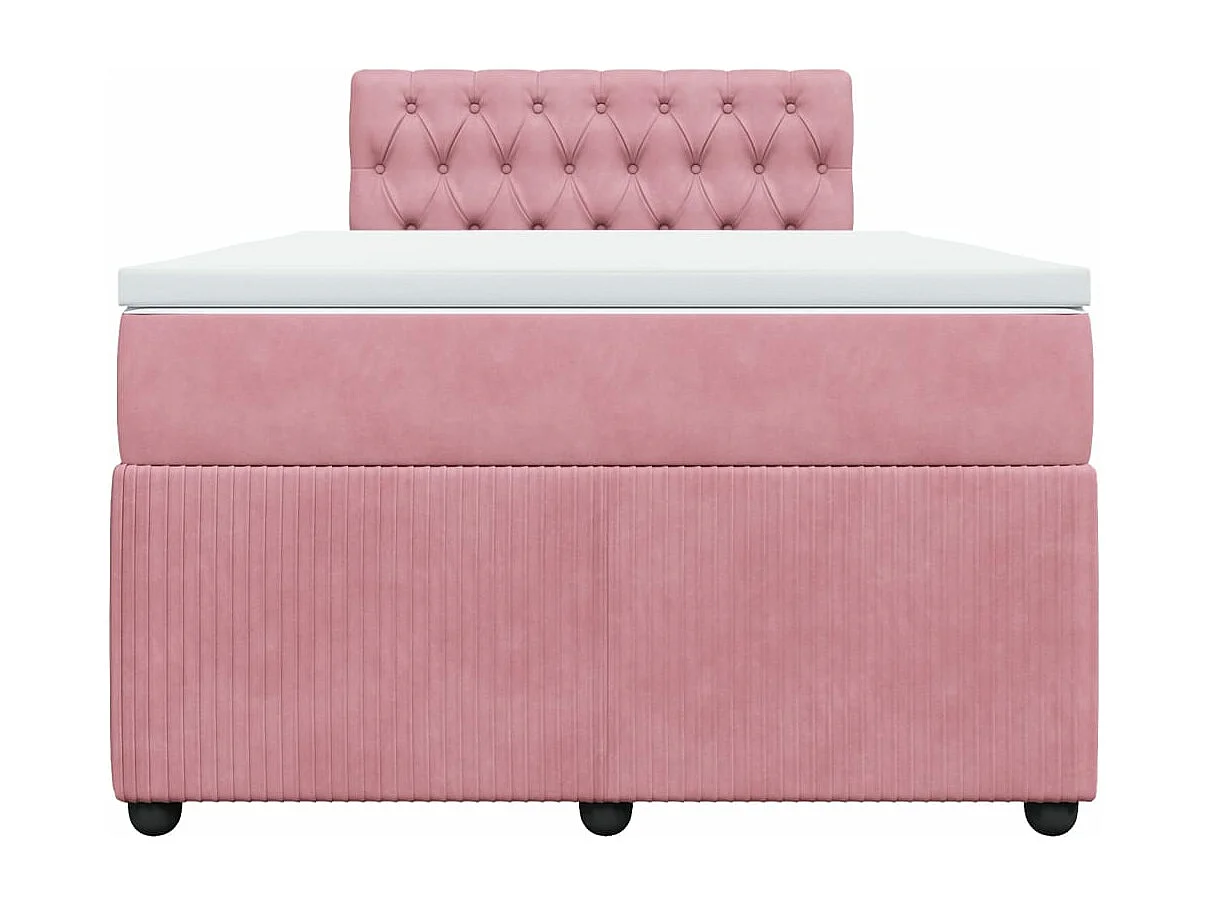 Sommier à lattes de lit avec matelas rose 120x190 cm velours