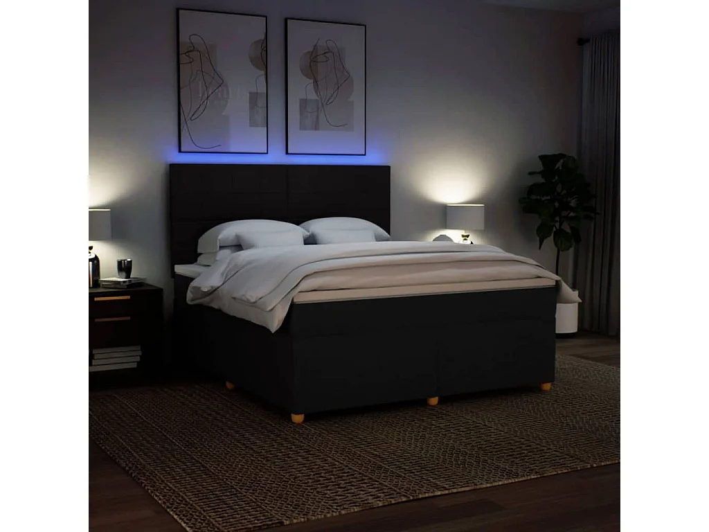 Boxspring met matras stof zwart 180x200 cm