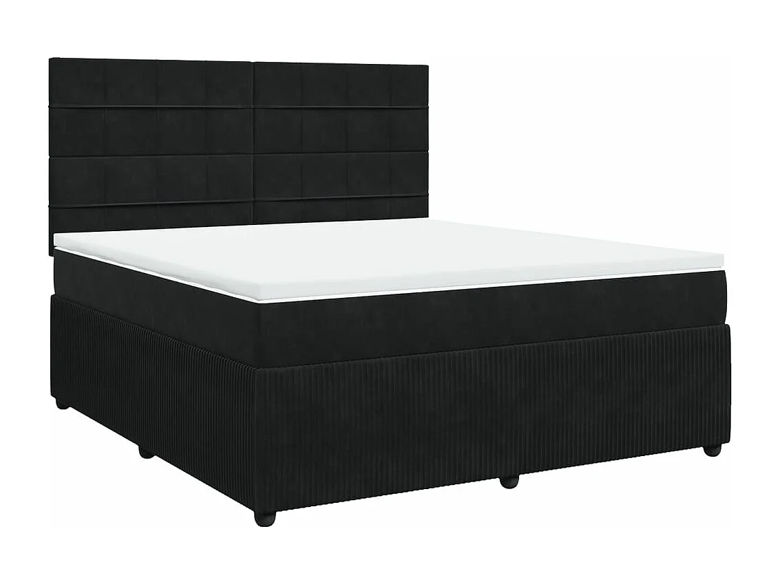 Cama box spring con colchón terciopelo negro 180x200 cm
