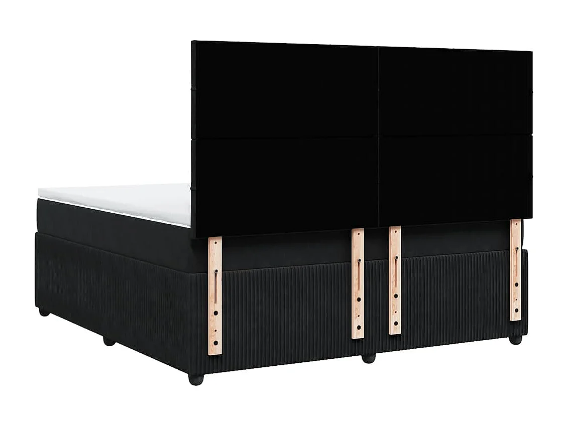 Cama box spring con colchón terciopelo negro 180x200 cm