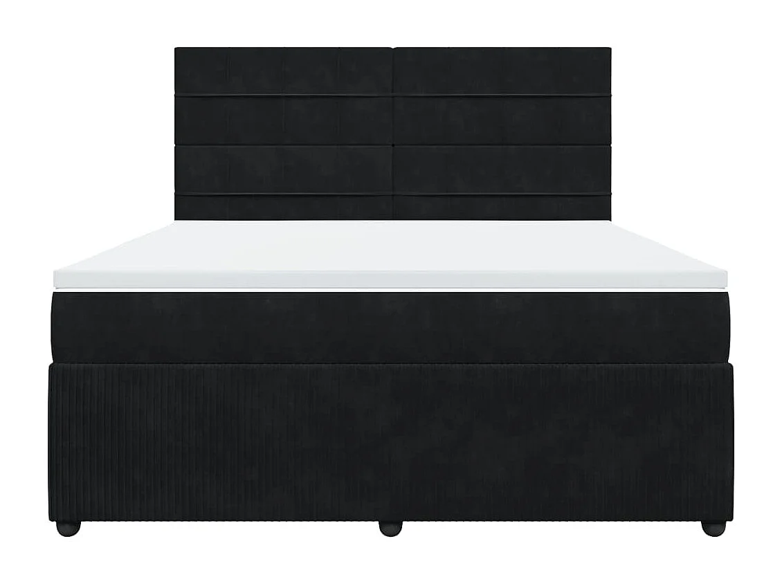 Cama box spring con colchón terciopelo negro 180x200 cm